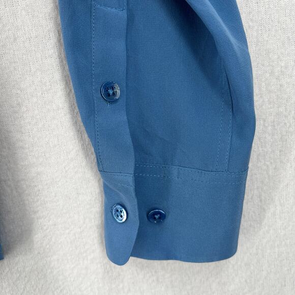 EQUIPMENT Essential Silk Shirt Women XS Blue Long Sleeve Collar Lightweight Corp - Picture 14 of 15